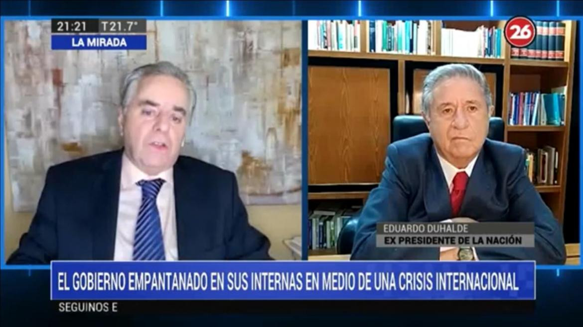 Roberto García junto a Eduardo Duhalde, Canal 26