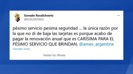 Quejas de usuarios por las tarjetas de American Express. Foto: Twitter.