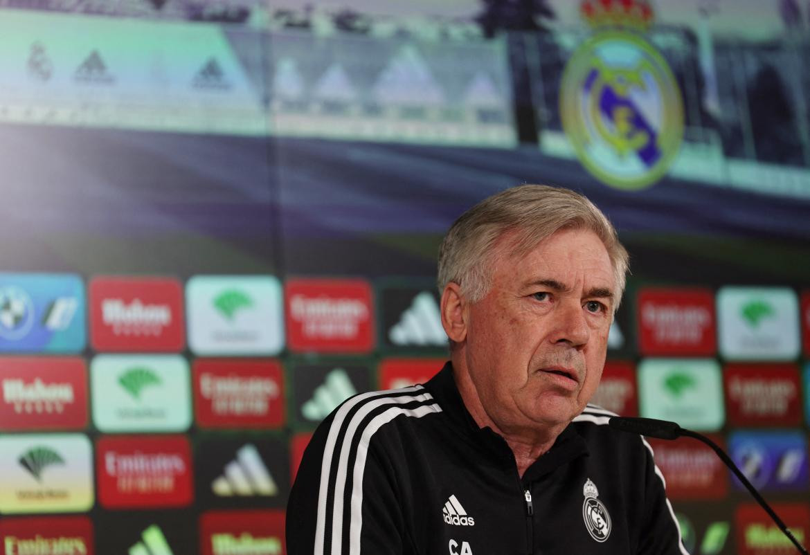 Conferencia de prensa de Carlo Ancelotti. Foto: REUTERS.
