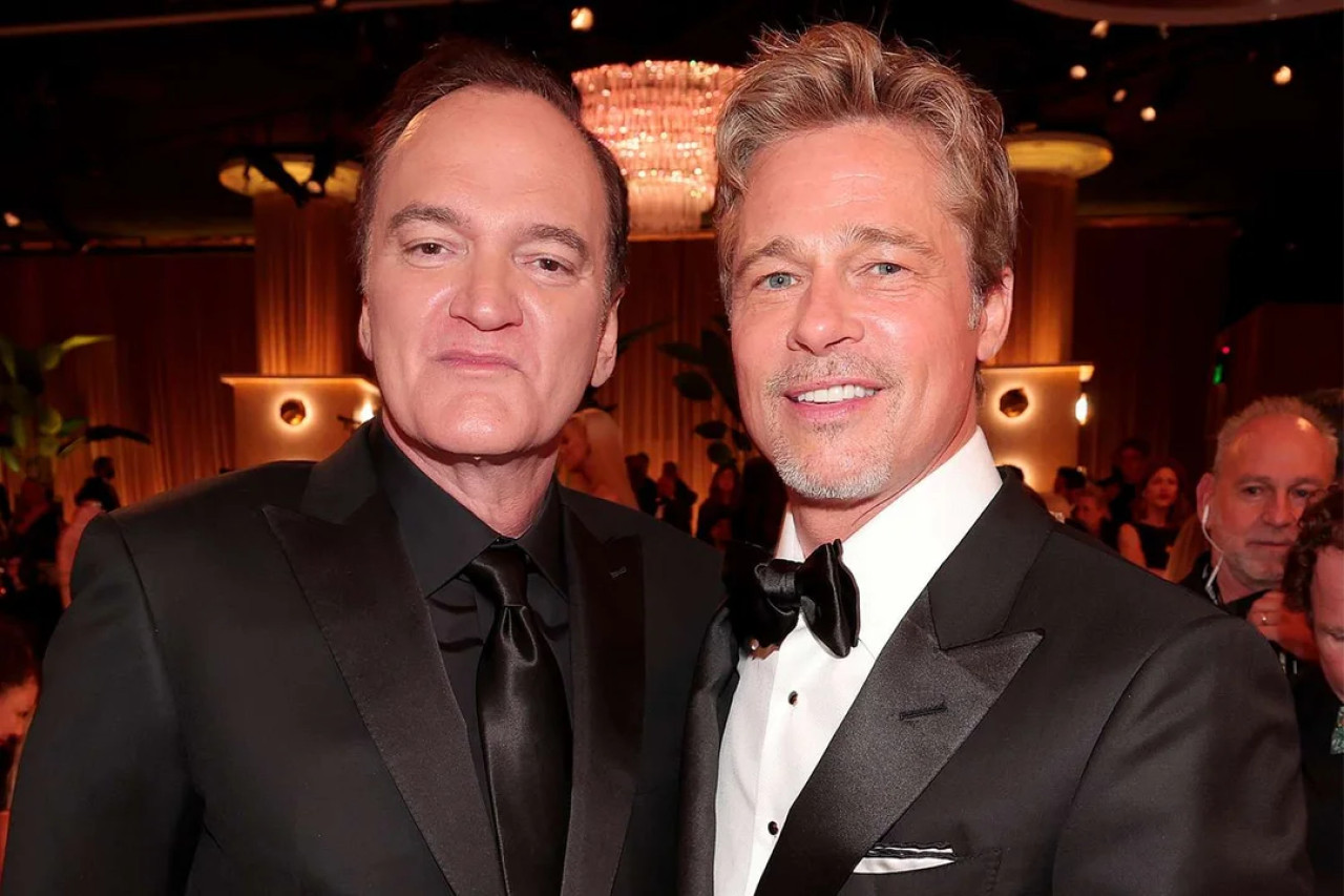 Brad Pitt junto a Quentin Tarantino. Foto: NA.