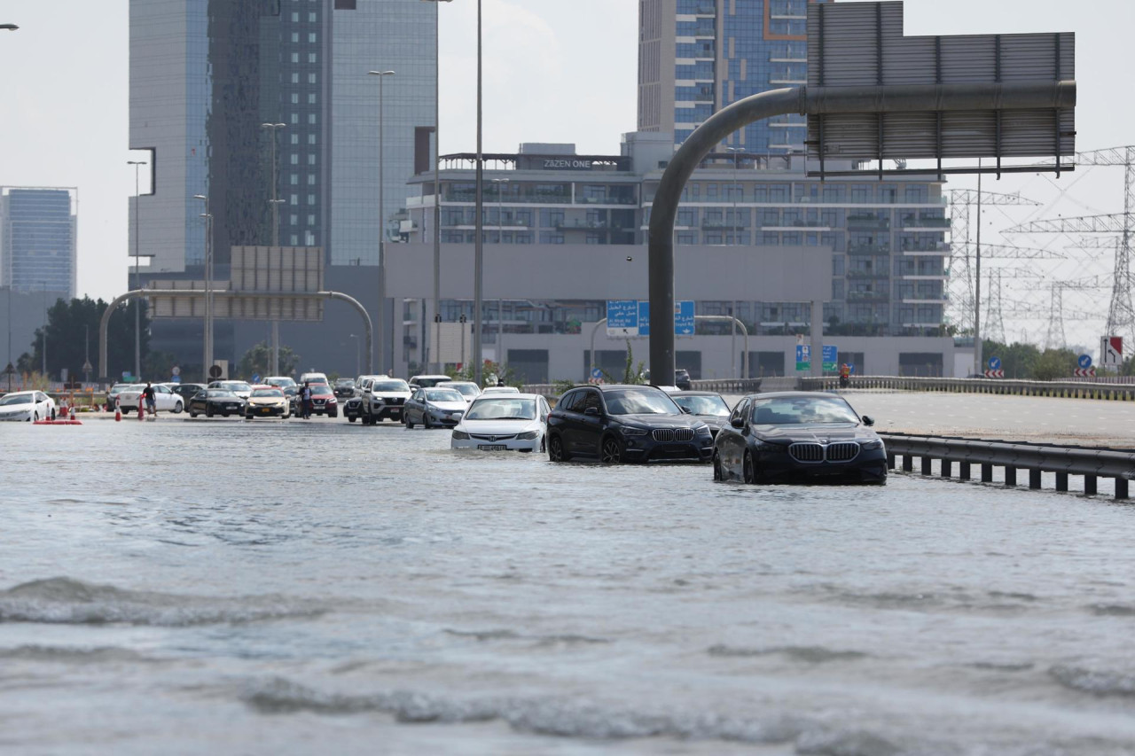 Inundaciones en Dubái. Foto: EFE.