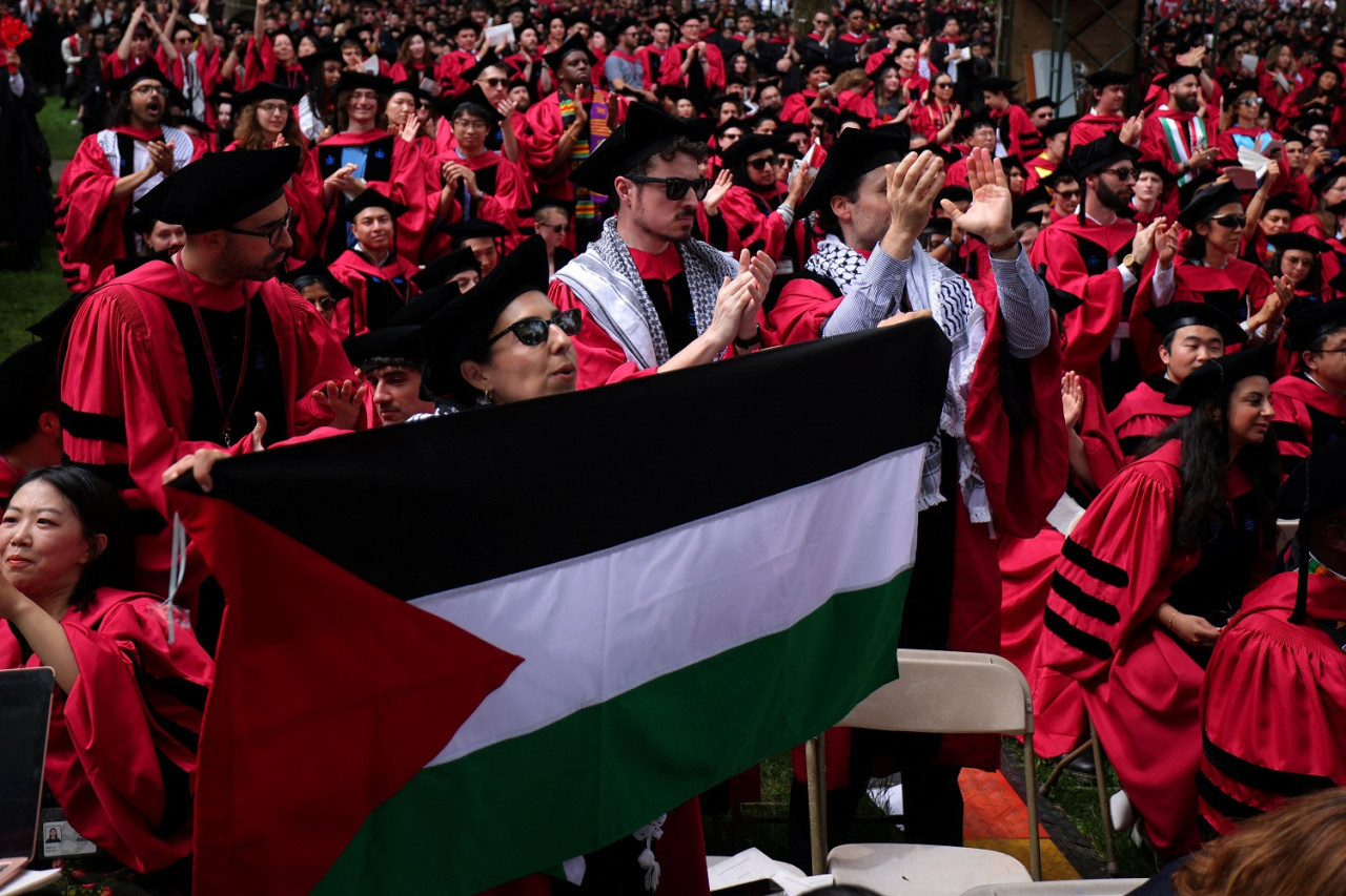 Protesta propalestina en la Universidad de Harvard. Foto: Reuters