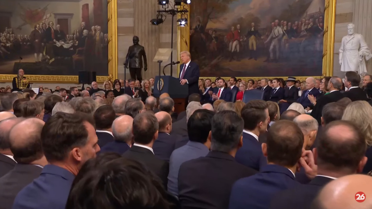 Donald Trump en su discurso de asunción presidencial de Estados Unidos. Foto: Captura.