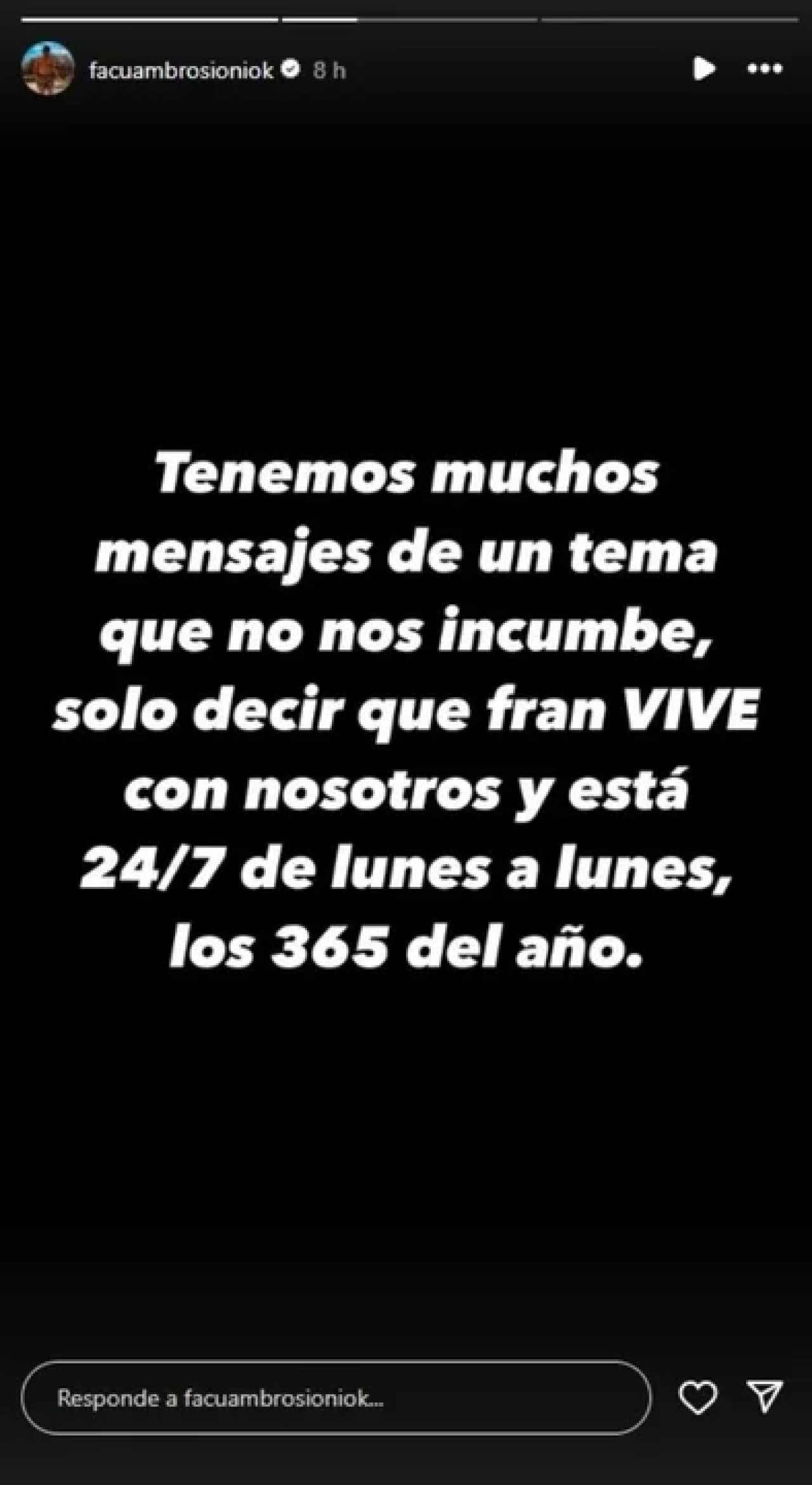 Historia de Facundo Ambrosioni en Instagram
