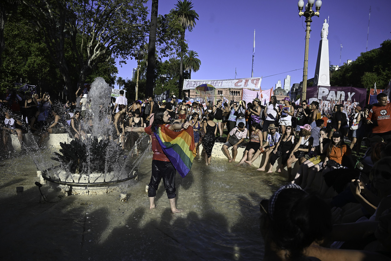 Marcha Federal LGBTIQ+ Antifascista y Antirracista. Foto: NA/Maximiliano Luna