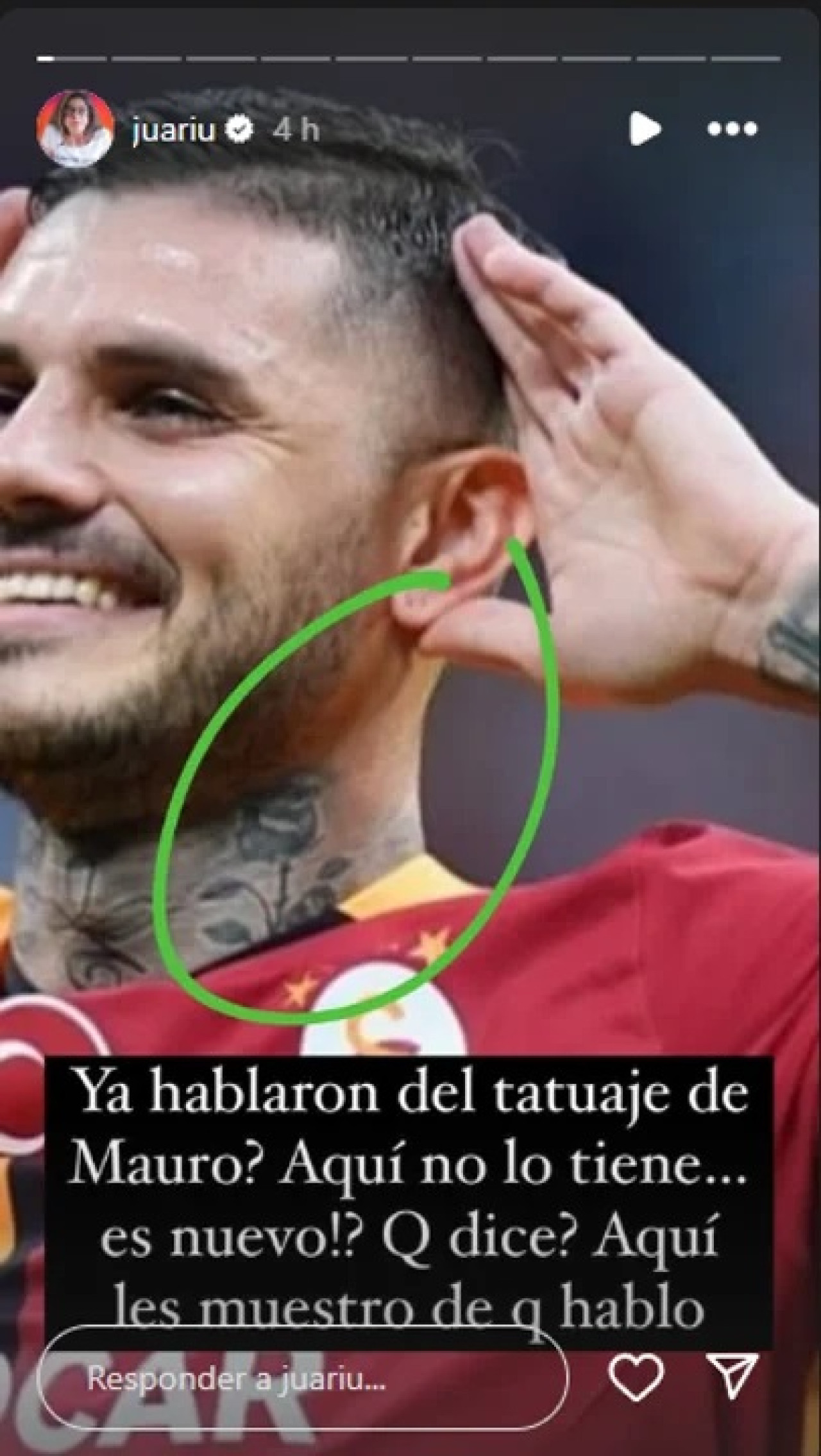 Nuevo tatuaje de Mauro Icardi. Foto: NA - @juariu.