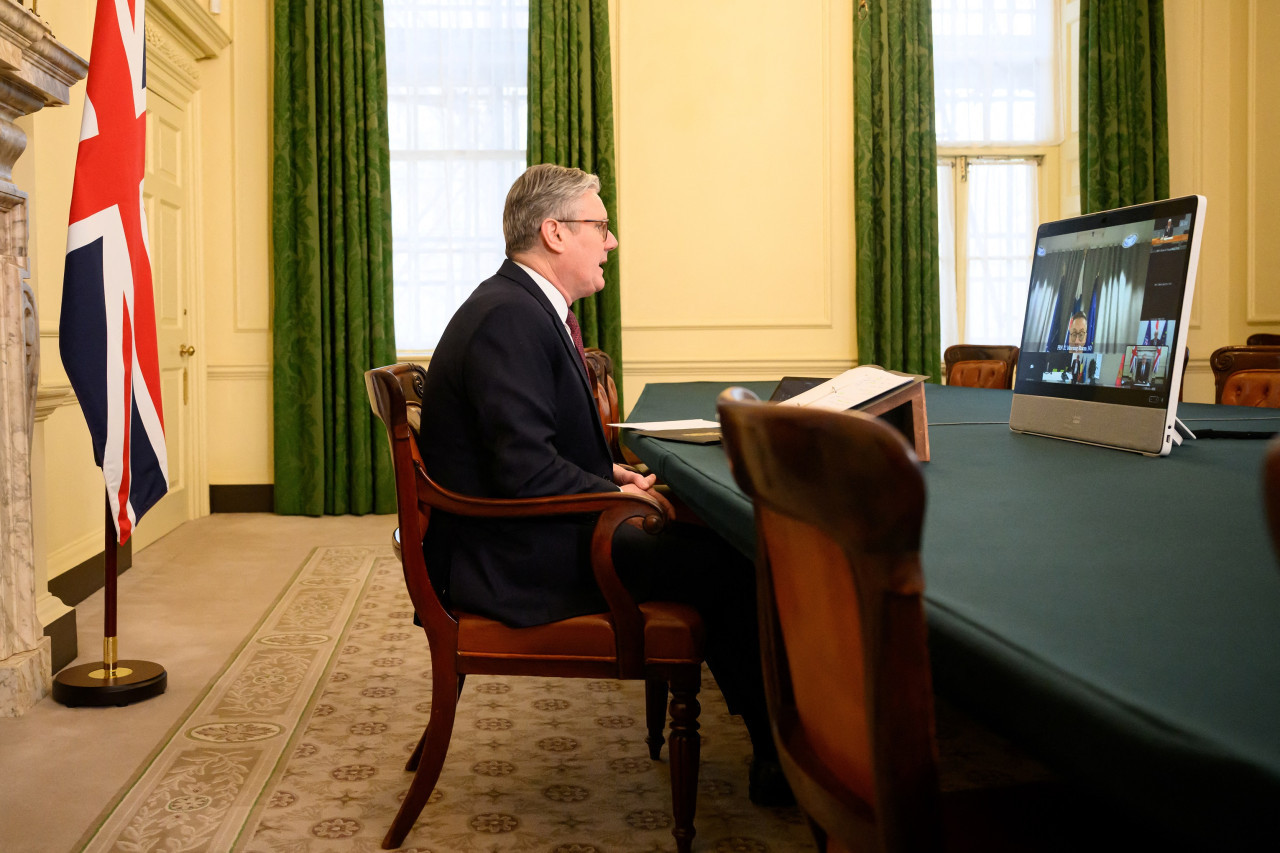 Keir Starmer, primer ministro británico, en la reunión de "Coalición de los Voluntarios". Foto: REUTERS.