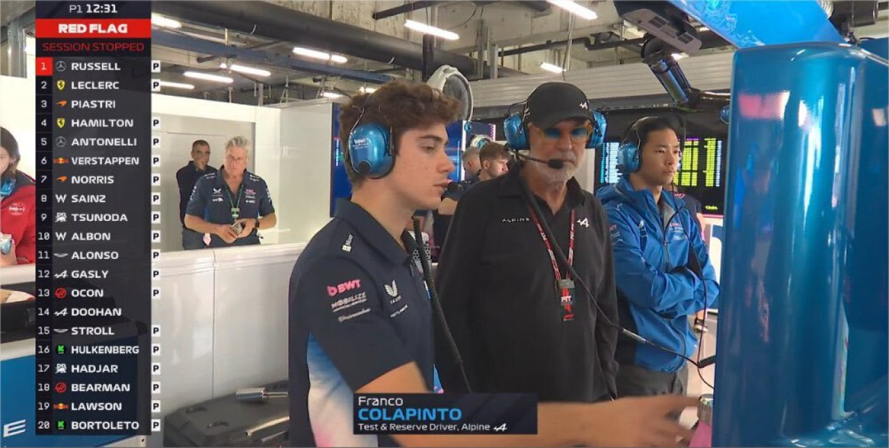 Franco Colapinto en el Gran Premio de China. Foto: Captura.