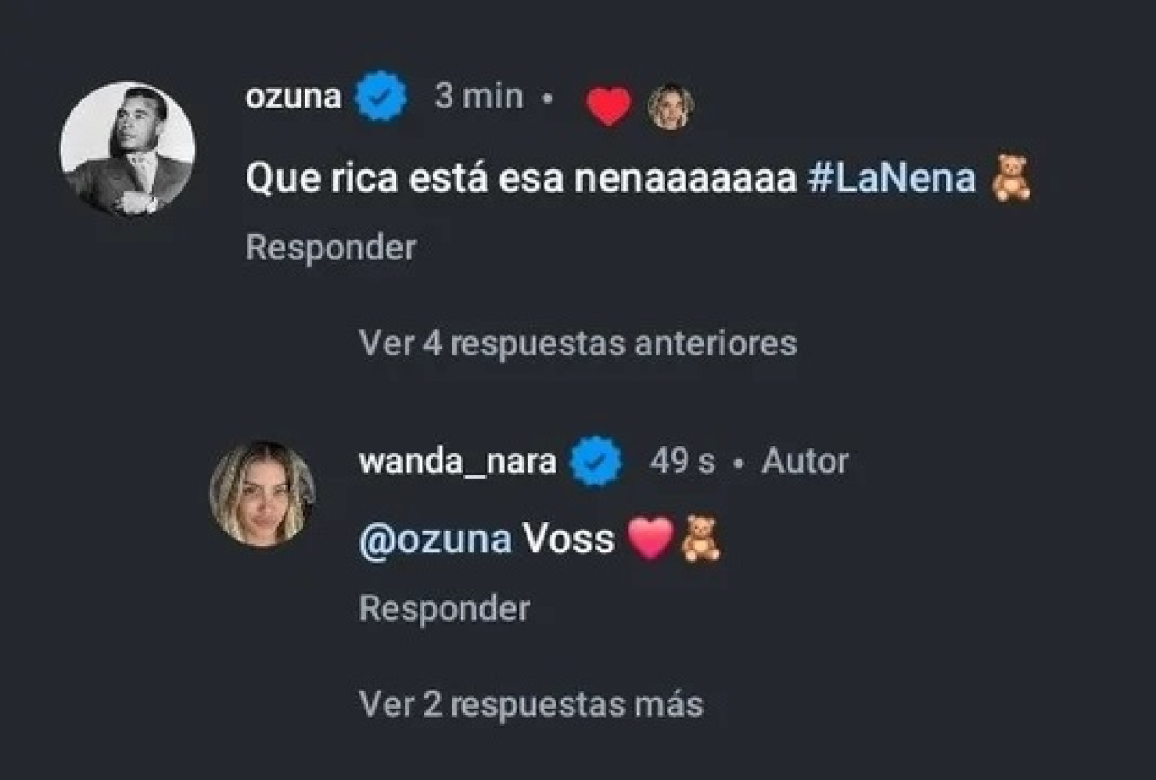 Mensajes entre Wanda Nara y Ozuna. Foto: NA.