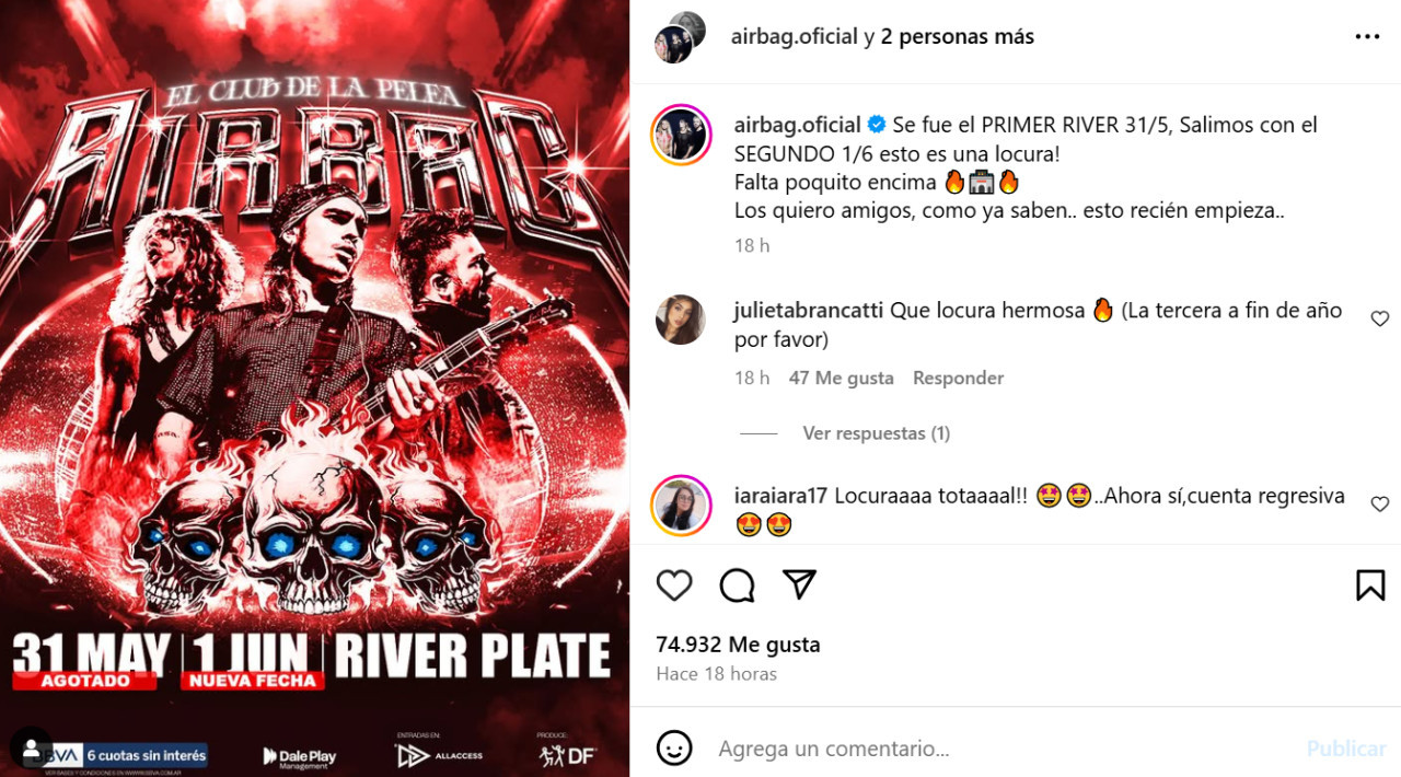 Airbag en River.