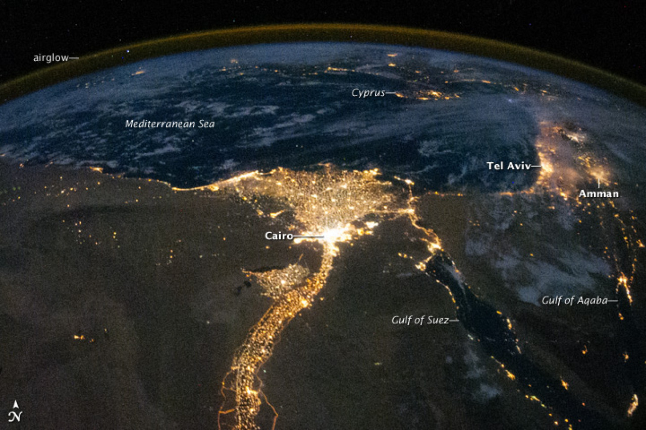 Esta imagen de la porción norte del río Nilo fue capturada por la cámara nadir del Espectrorradiómetro de Imágenes de Ángulos Múltiples (MISR). Foto: NASA.