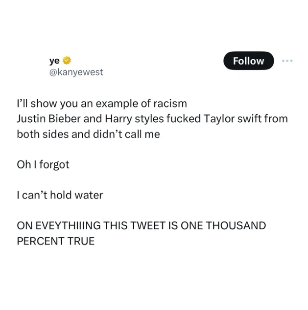 Tweets polémicos de Kanye West contra Taylor Swift, Harry Styles y Justin Bieber. Foto: X / @kanyewest.