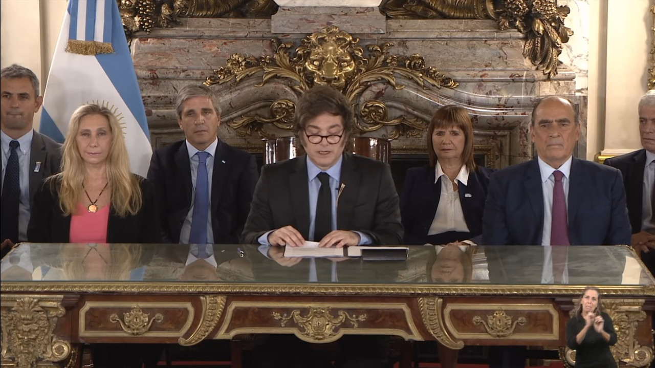 Cadena nacional de Javier Milei. Foto: Captura