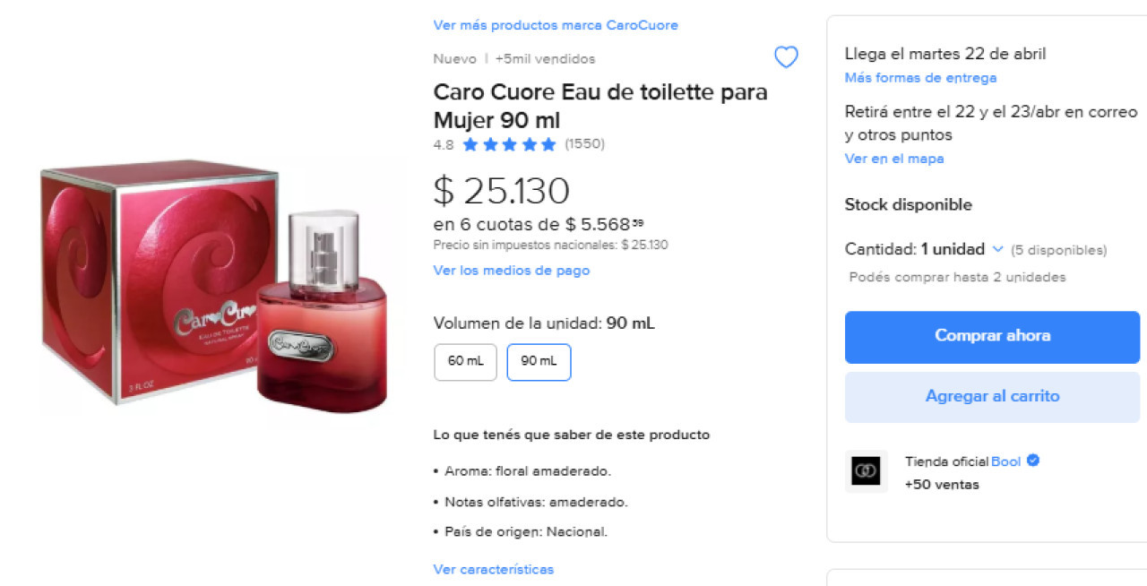 Perfumes nacionales que son dupes de importados. Foto Mercado Libre