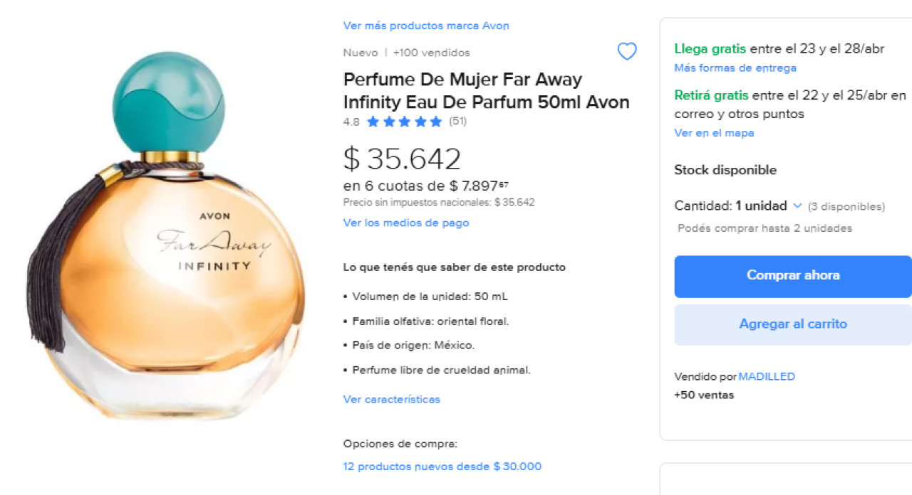 Perfumes nacionales que son dupes de importados. Foto Mercado Libre
