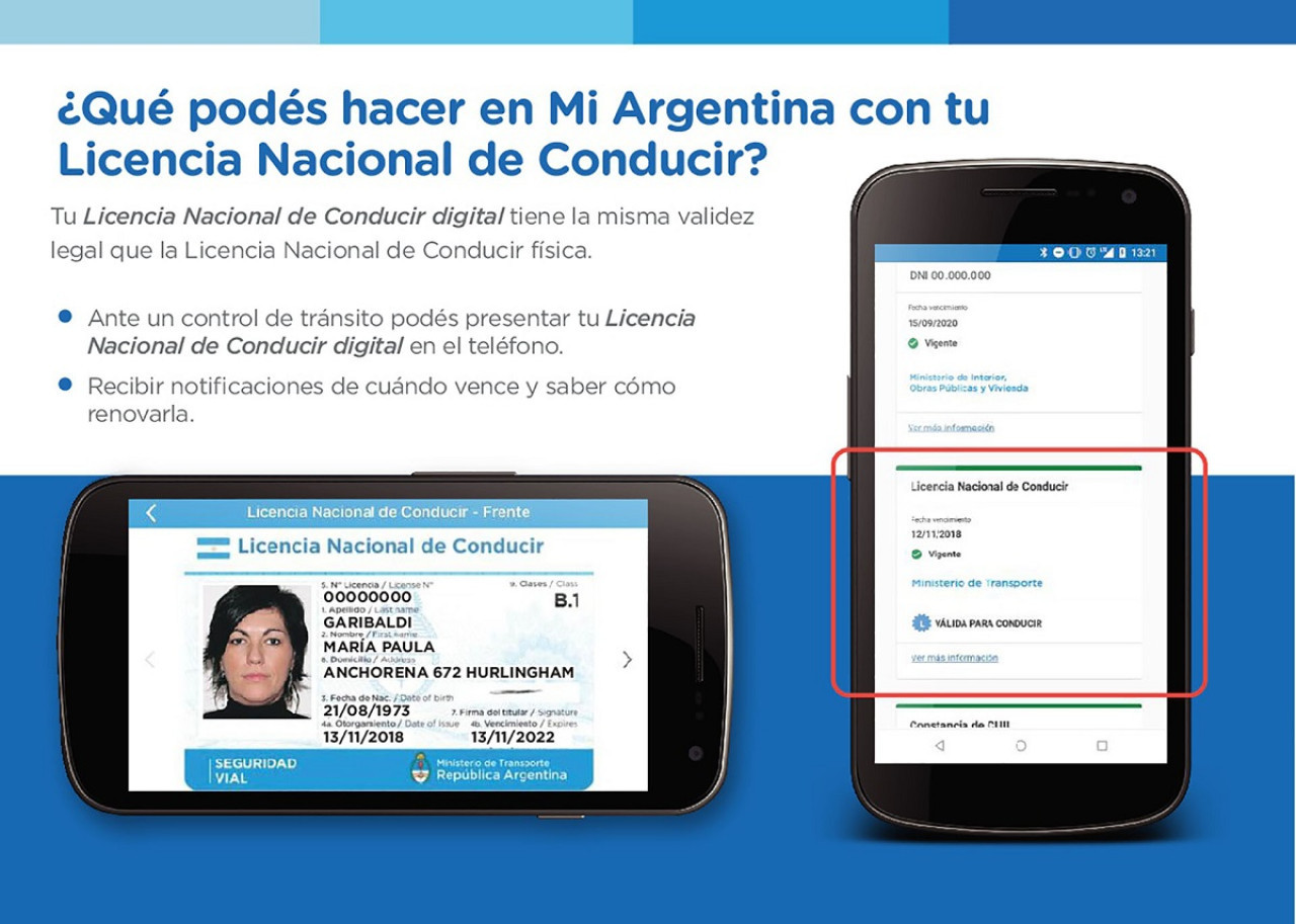 La Licencia Nacional de Conducir en la app Mi Argentina. Foto: argentina.gob.ar