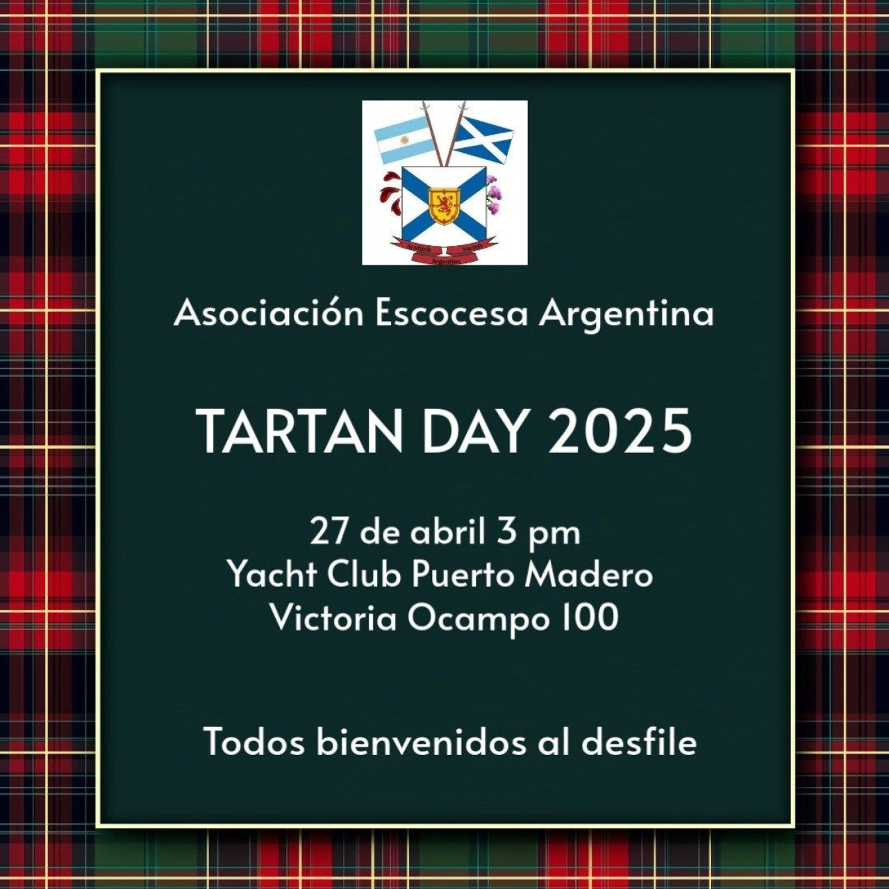 La comunidad argentino-escocesa celebrará con un desfile, como todos los años, el Tartan Day. Foto: Asociación Escocesa